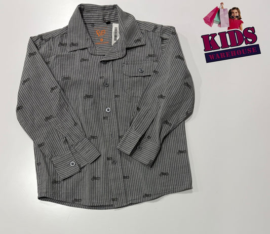 Fun Spirit Grey, Black Stripe Long Sleeve Top Size 6