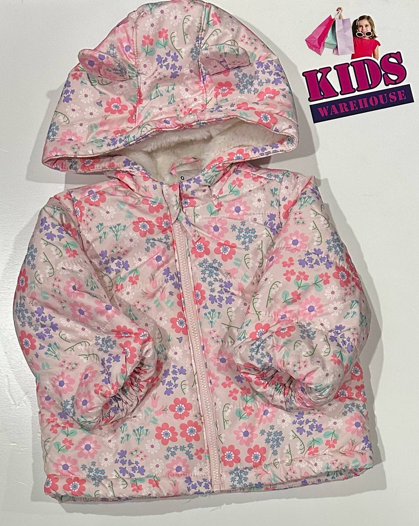 Anko Pink Puffer Jacket With Flower Pattern Size 0