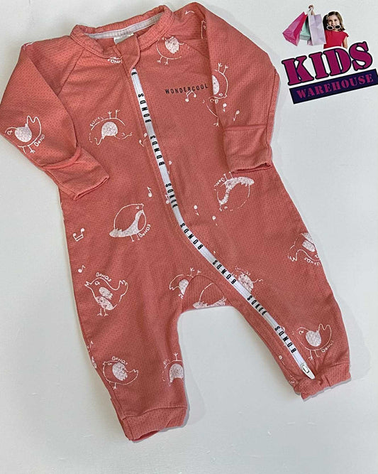 Bonds Pink Wondersuit With Bird Pattern Size 00
