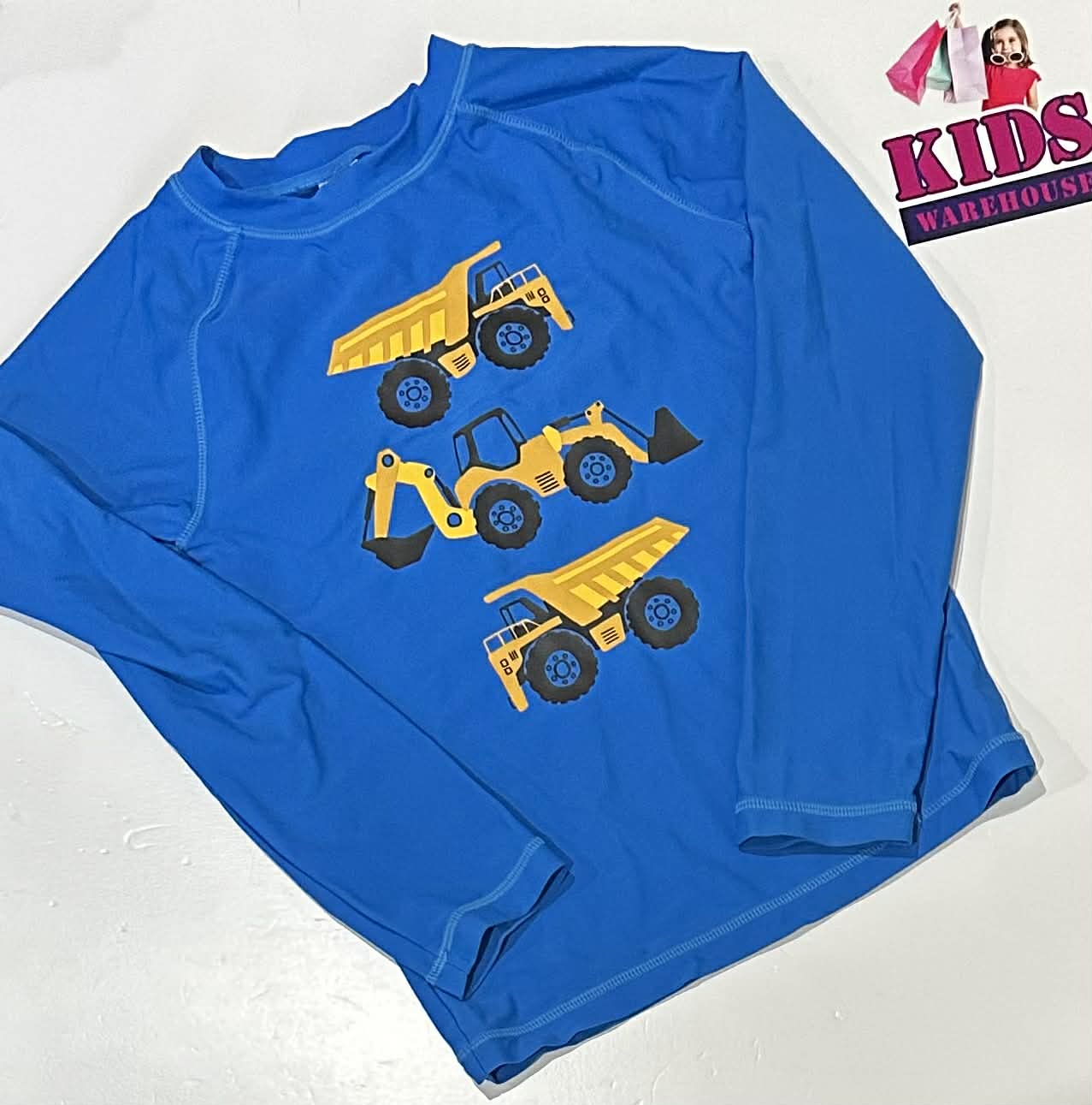 Anko Blue Swim Top With Truck Print Size 8