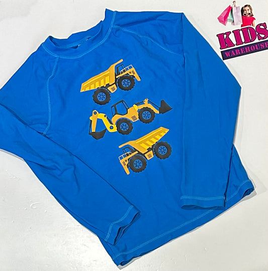 Anko Blue Swim Top With Truck Print Size 8