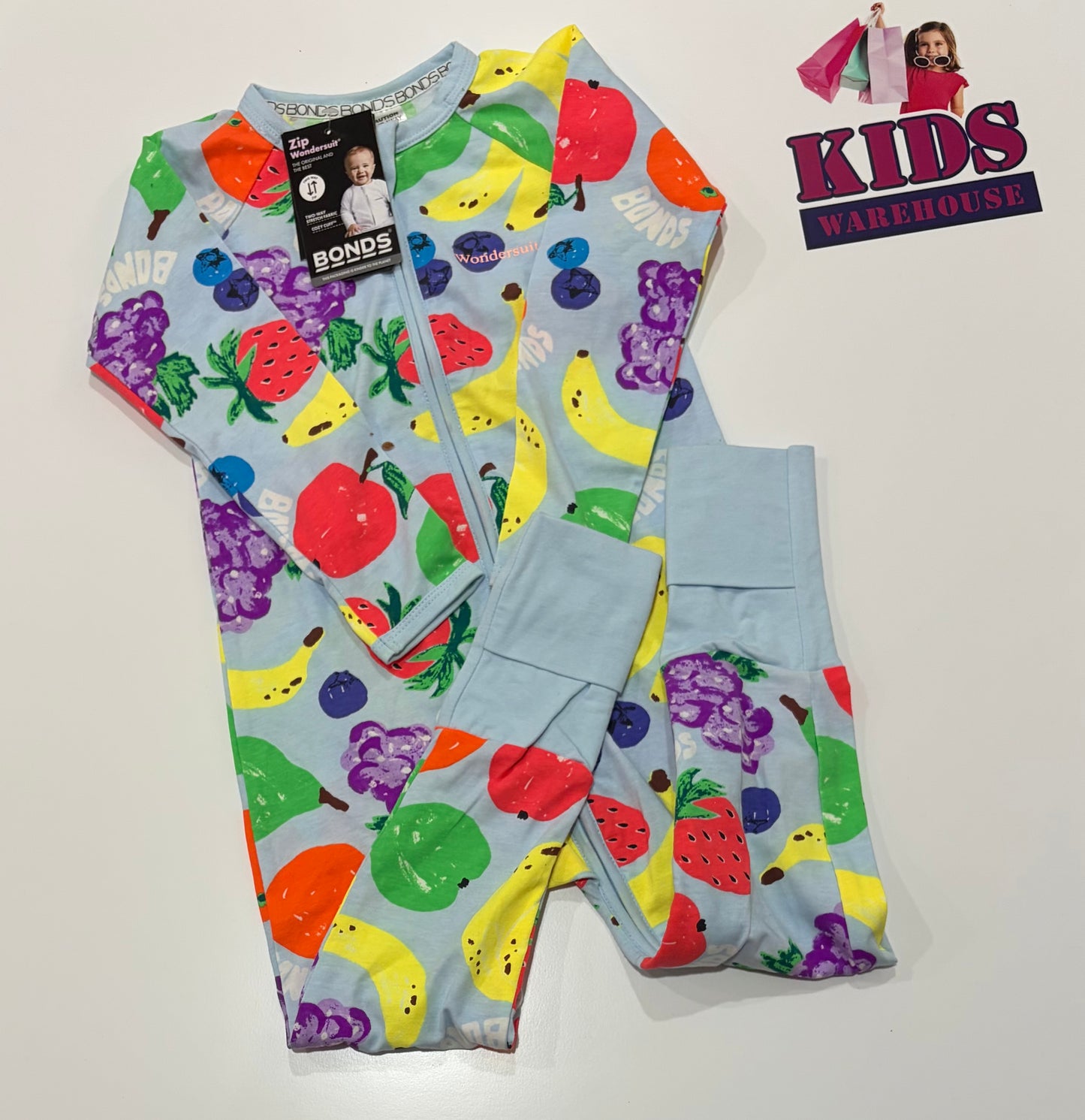 Not Used Bonds Blue, Fruit Print Wondersuit Size 3