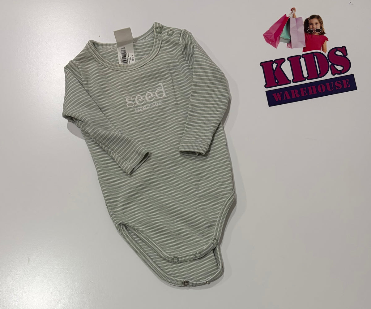 Seed Heritage Green, White Stripe Bodysuit Size 000