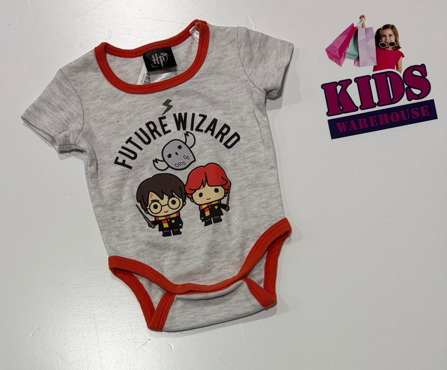 Harry Potter Grey, Future Wizard Print Bodysuit Size 0000