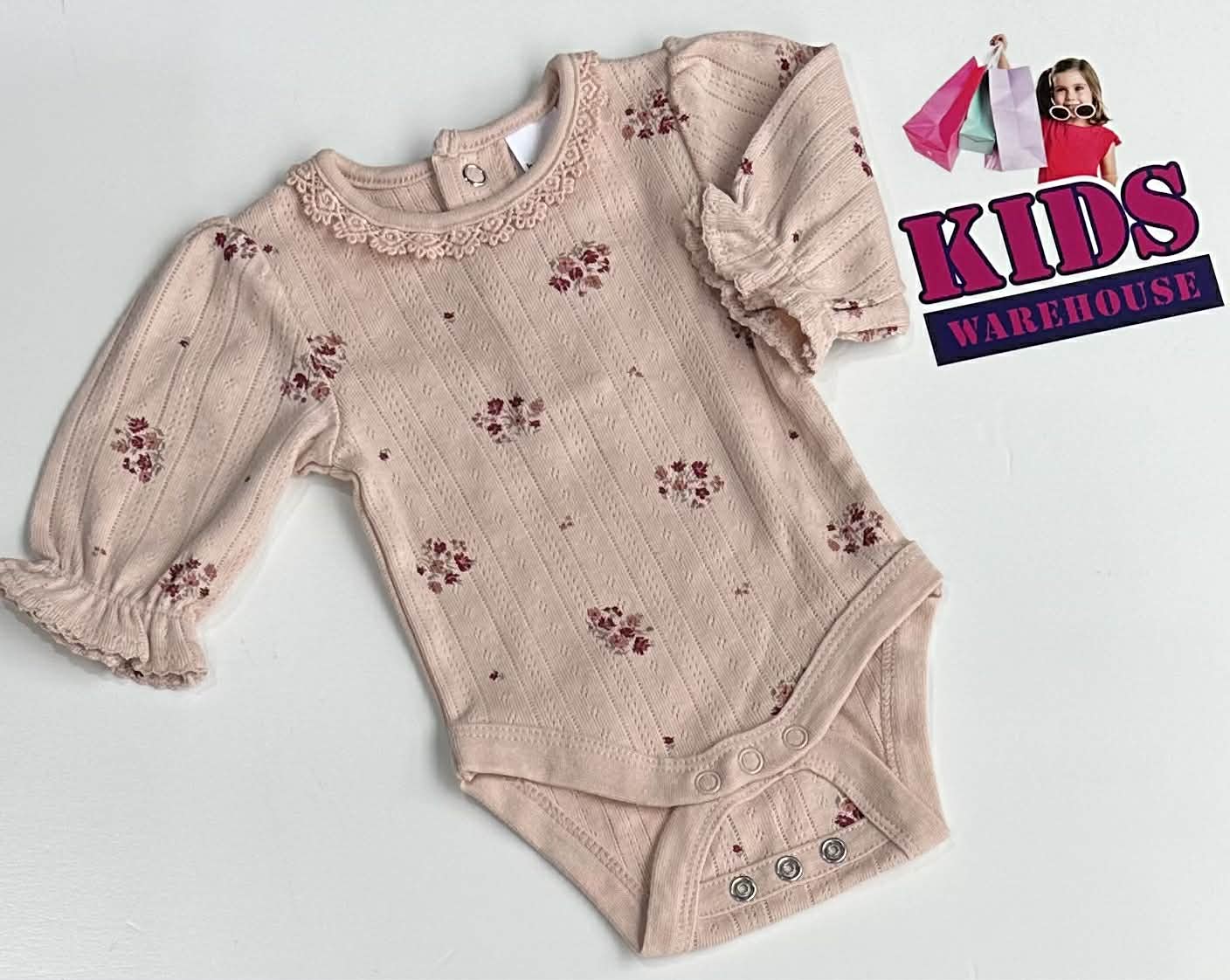 Premmie Baby Berry Pink Bodysuit With Flower Pattern Size 00000