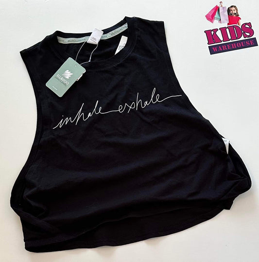 New Black & White “Inhale Exhale” Singlet Size 14