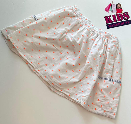 Pumpkin Patch White & Orange Dot Skirt Size 7