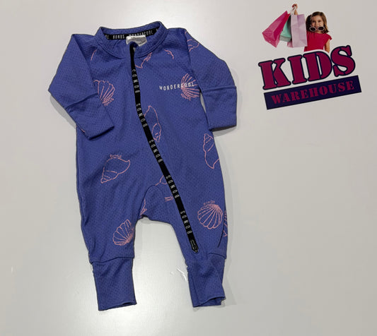 Bonds Purple, Pink Shell Print Wondercool Size 00000