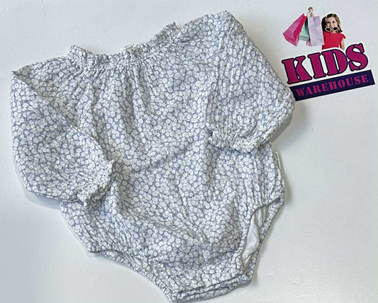 Country Road Blue & White Bodysuit With Flower Pattern Size 00