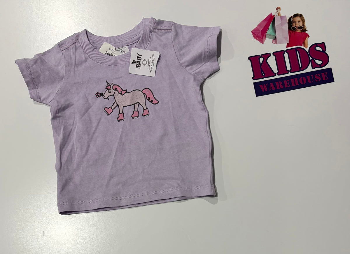 Not Used Cotton On Purple, Unicorn Print Top Size 00