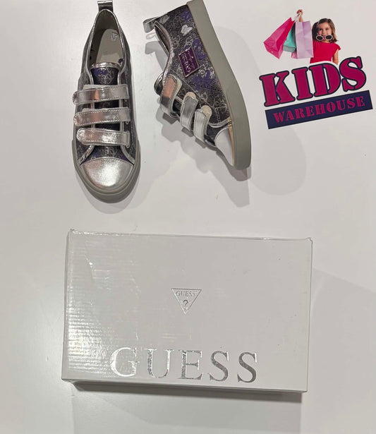 Not Used Guess Silver, Purple, Heart & Flower Print Runners Size US1/UK13.5 (Older Child)