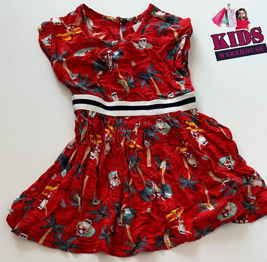 Red Christmas Cartoon Print Dress Size 3