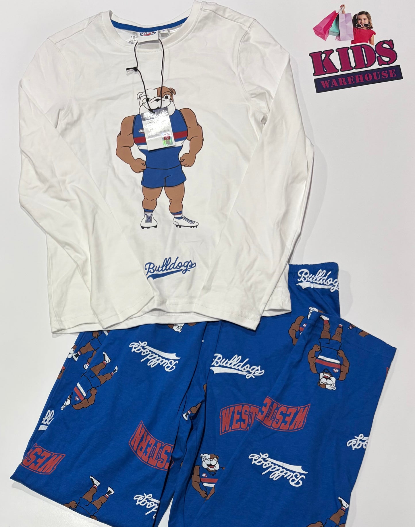 Not Used AFL Western Bulldogs Print 2 Piece Pyjama Set Size 10