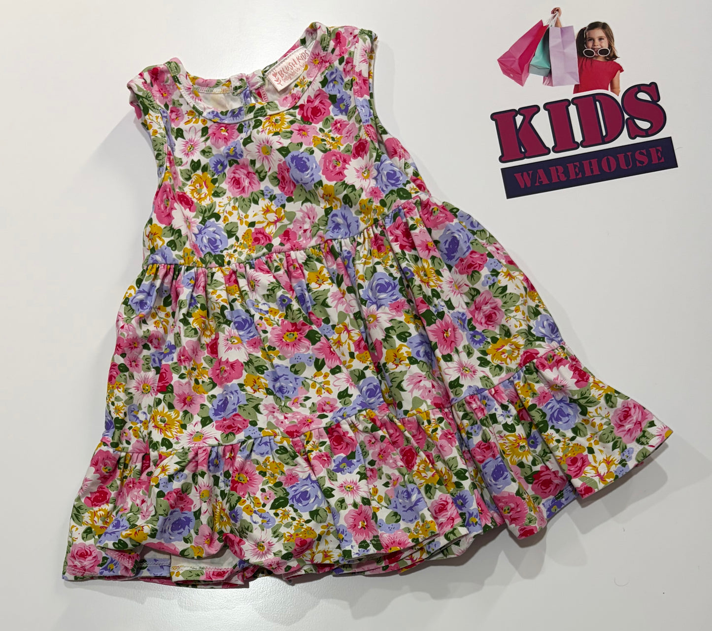 Blush Kids White, Floral Print Dress Size 4