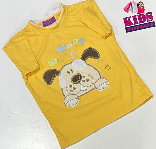 Hippidy Hop Yellow Top With Dog Print Size 5