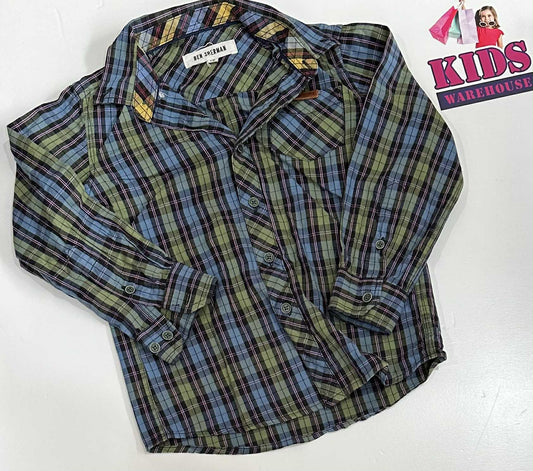 Ben Sherman Green, Blue & Black Long Sleeve Shirt Size 4-5