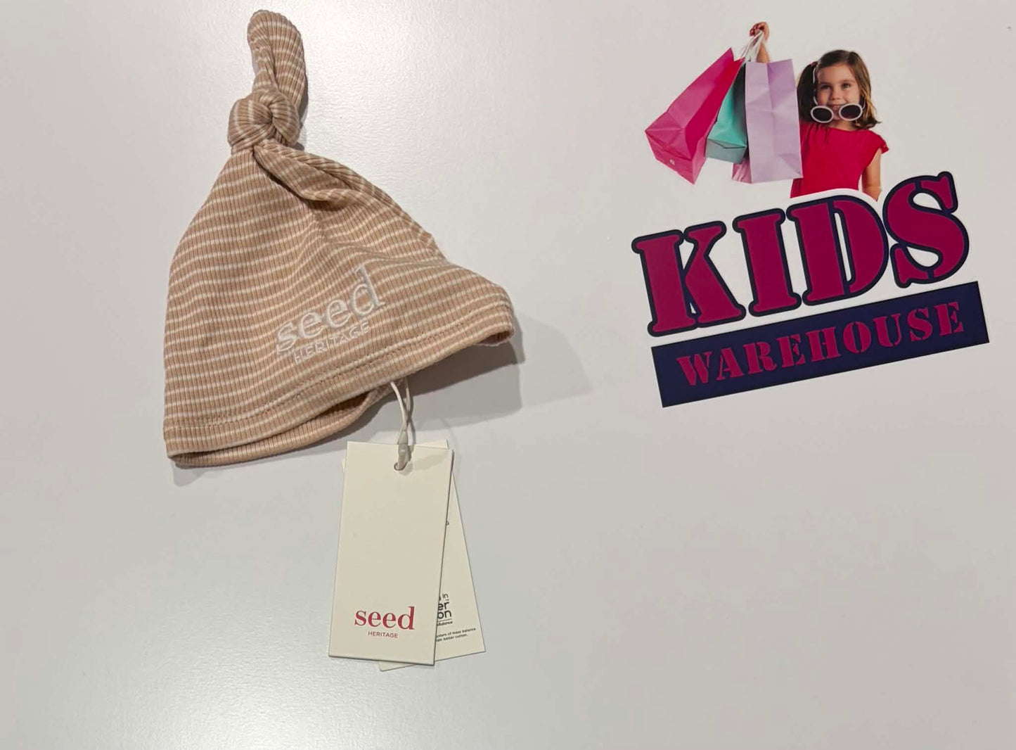 Not Used Seed Heritage Light Brown, White Striped Beanie (Baby)