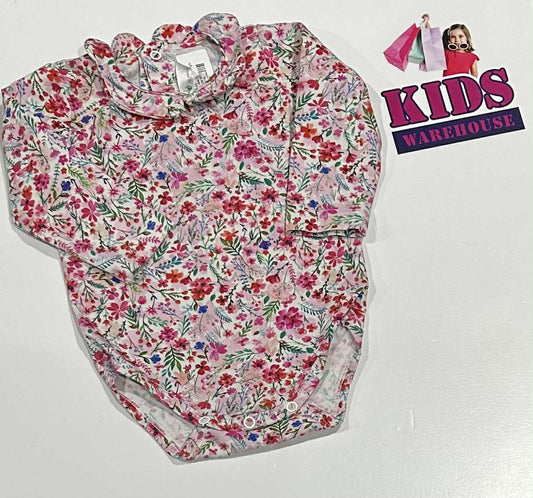 Bebe Pink Bodysuit With Flower Pattern Size 00