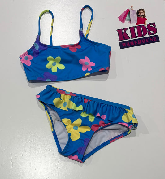 Wave Zone 2 Piece Blue, Flowers Print Bathers Size 5