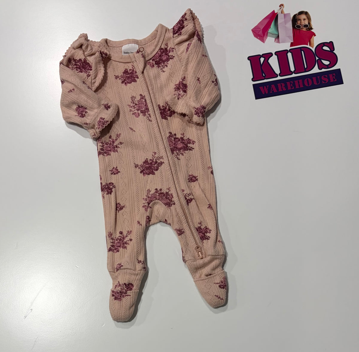 Baby Berry Pink, Floral Print Jumpsuit Size 00000