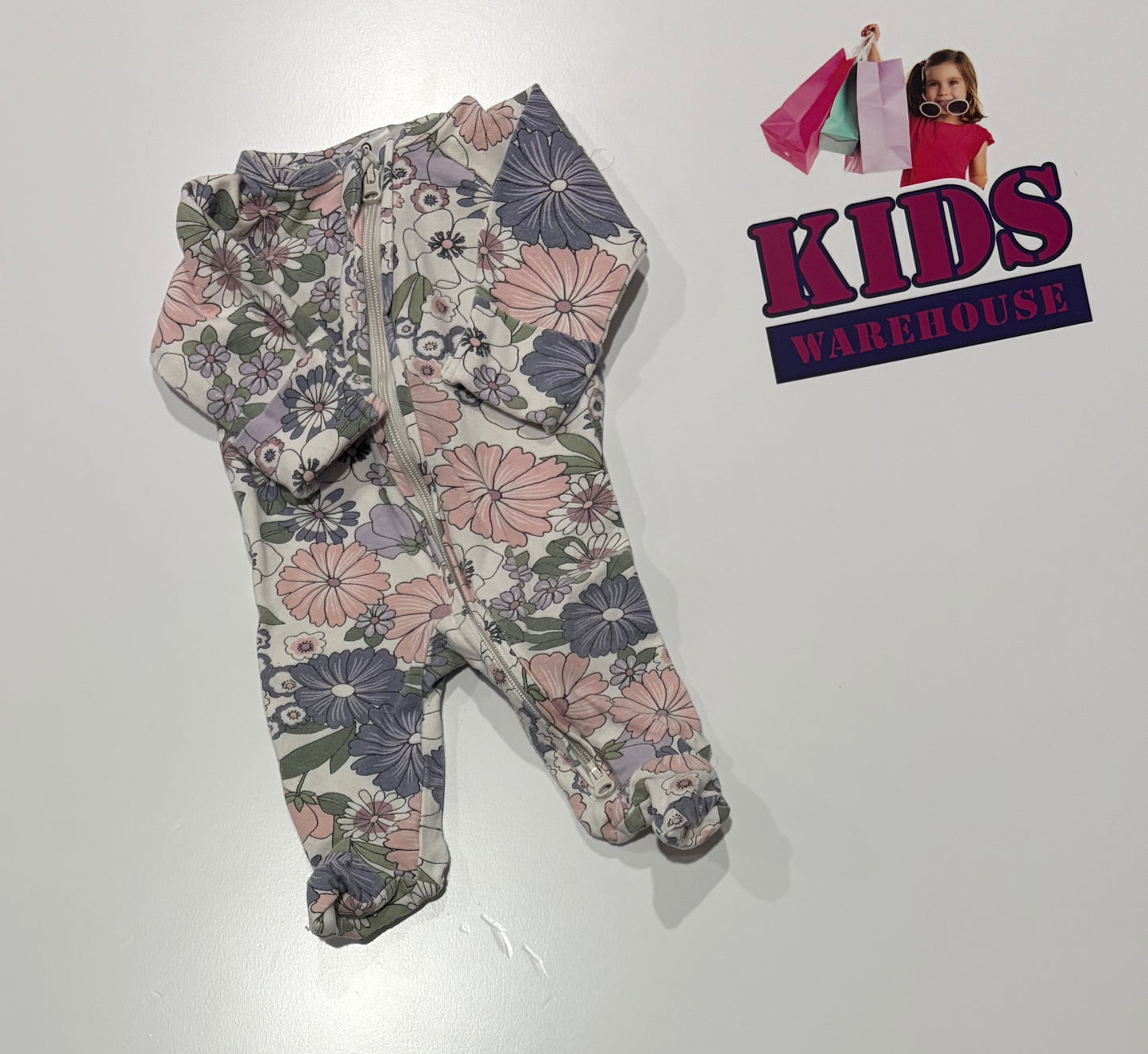 White, Purple, Pink Floral Print Jumpsuit Size 00000