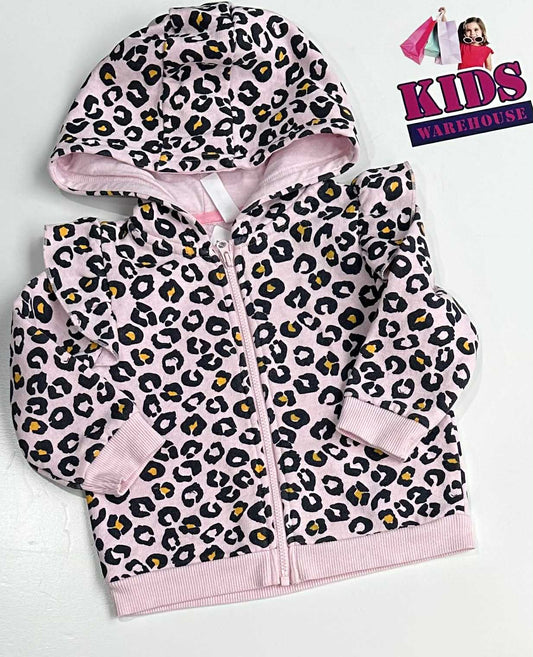Dymples Pink Hoodie With Leopard Pattern Size 0