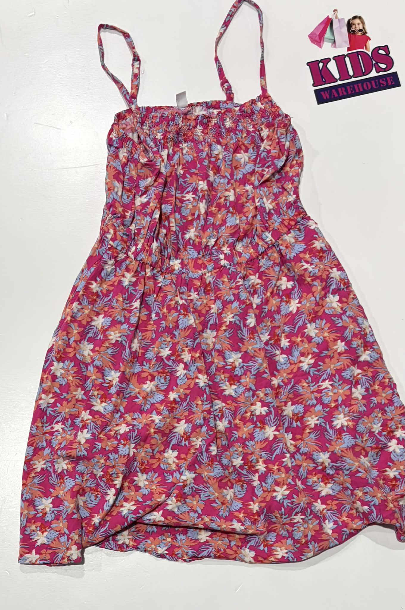 Uni Qlo Pink Dress With Flower Pattern Size 7-8