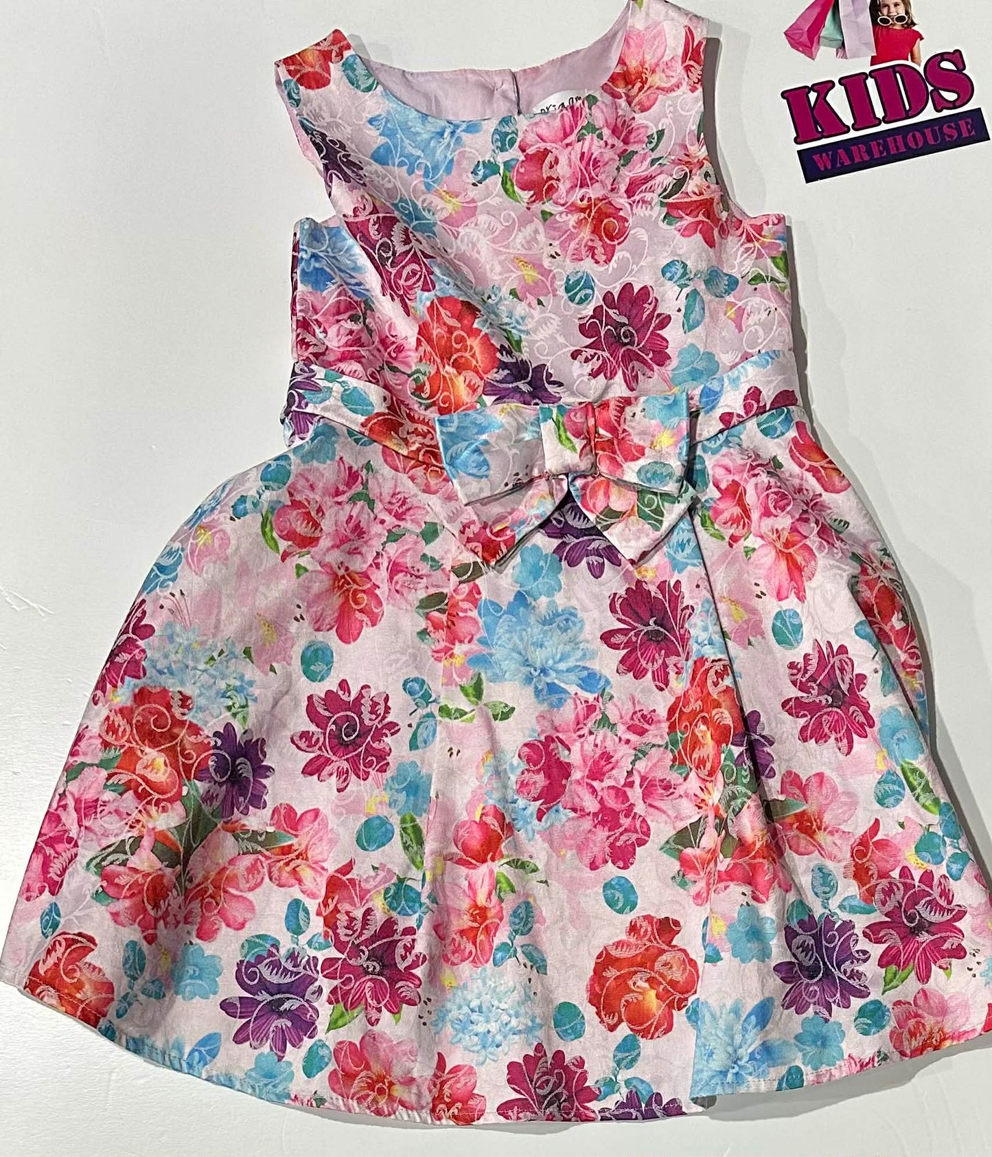 Origami Pink Dress With Flower Pattern Size 4
