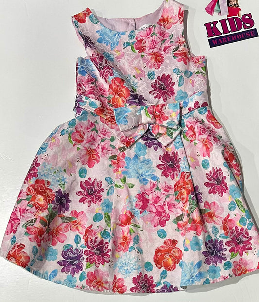 Origami Pink Dress With Flower Pattern Size 4