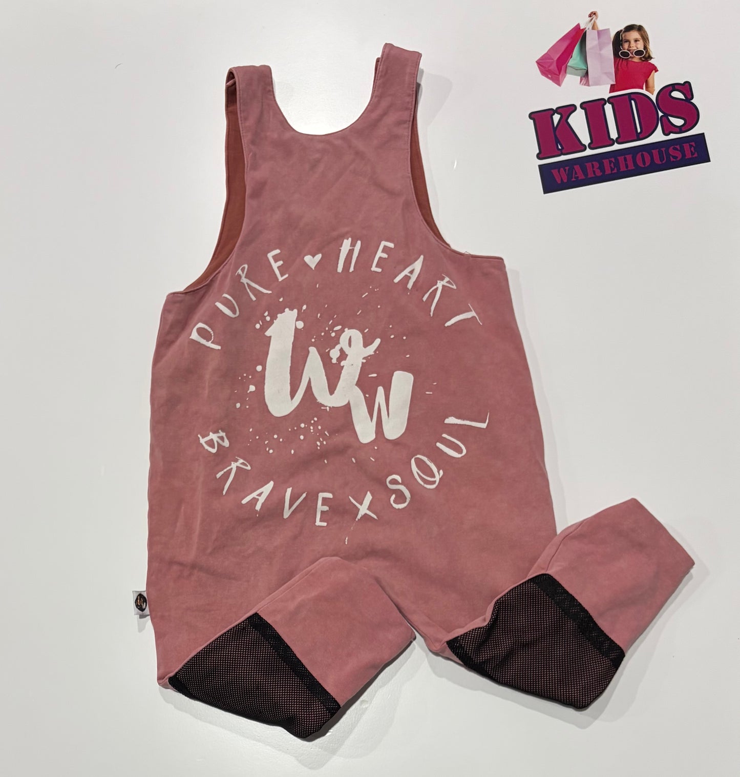 Wild Warriors Pink, Pure Heart, Brave Soul Print Suade Overalls Size Size 3