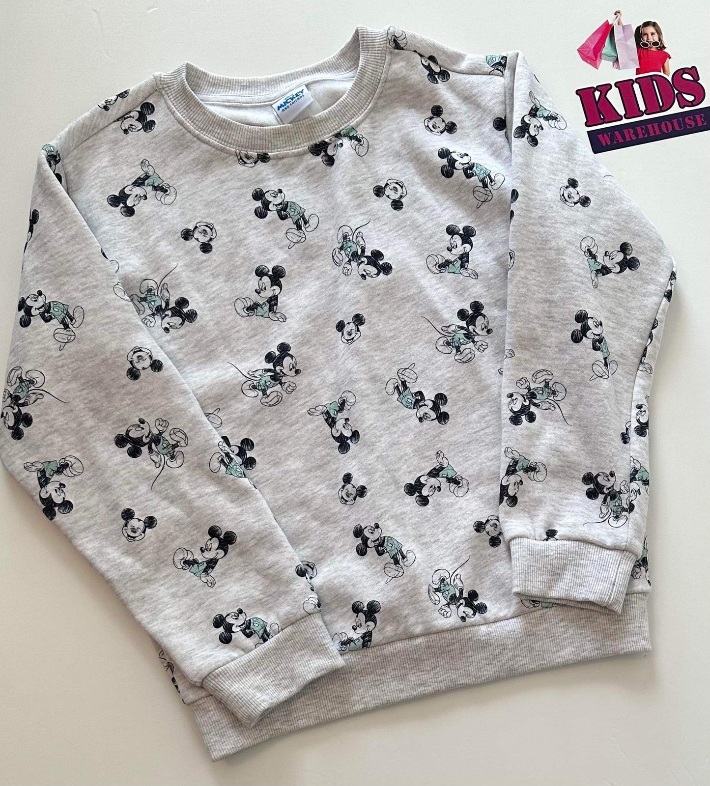 Disney Grey Mickey Mouse Print Jumper Size 8