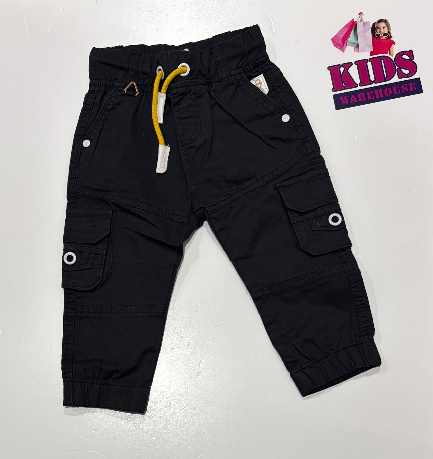 Fagottino Black, Yellow Cargo Pants Size 1