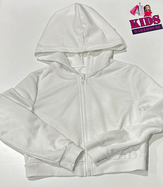 White Zipper Hoodie Size 10