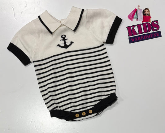 Black, White Stripe Anchor Print Top Size 0