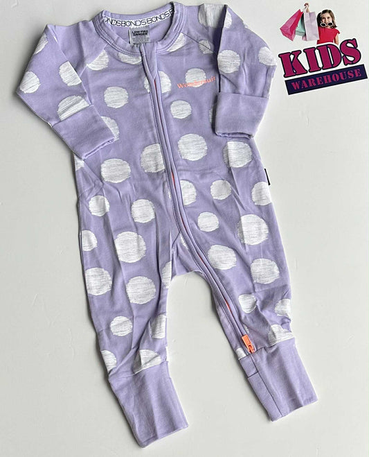 BONDS Wondersuit Pure, White Polka Dot Print Size 000
