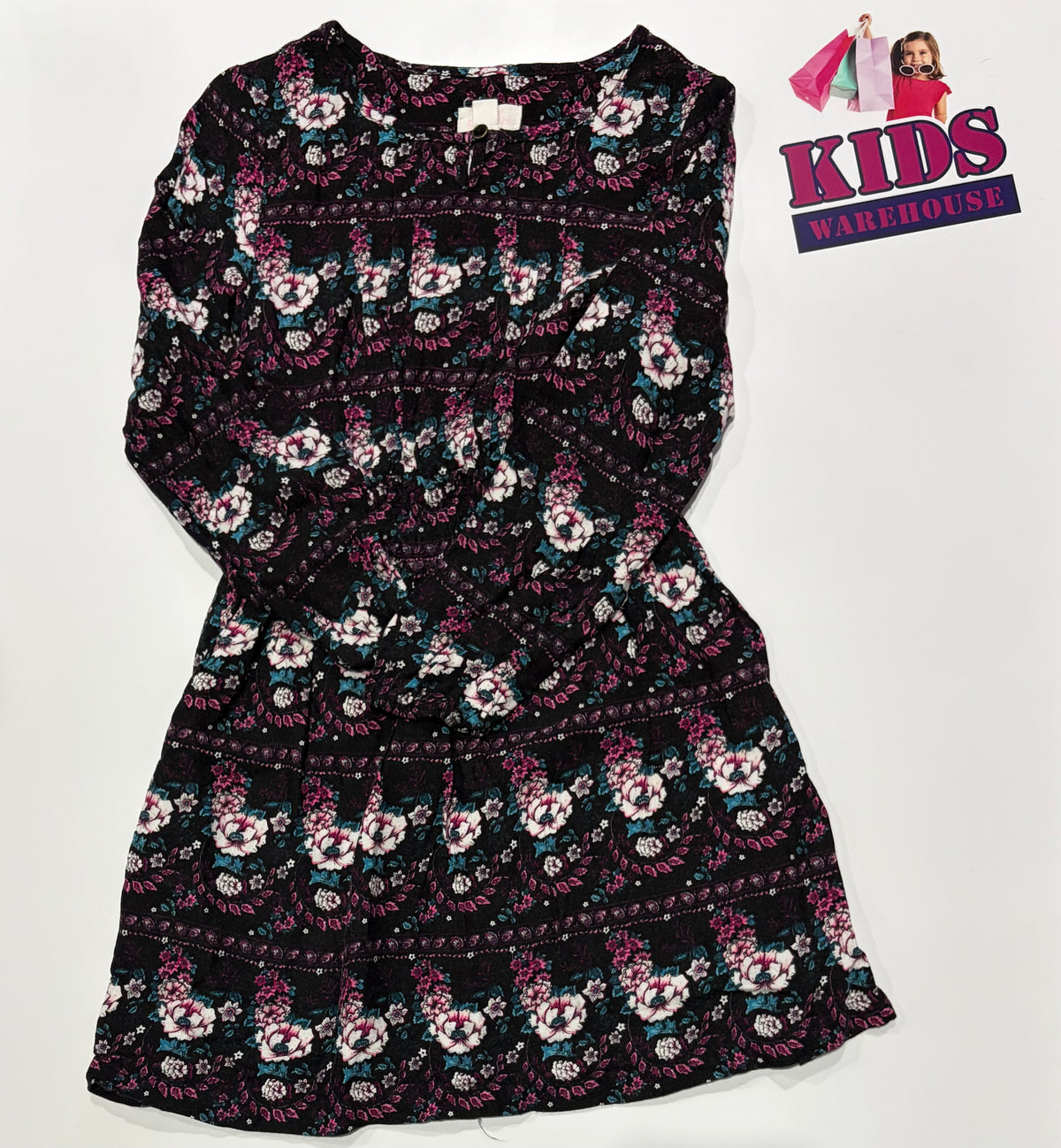 Pumpkin Patch Black, Floral Print Dress Size 8
