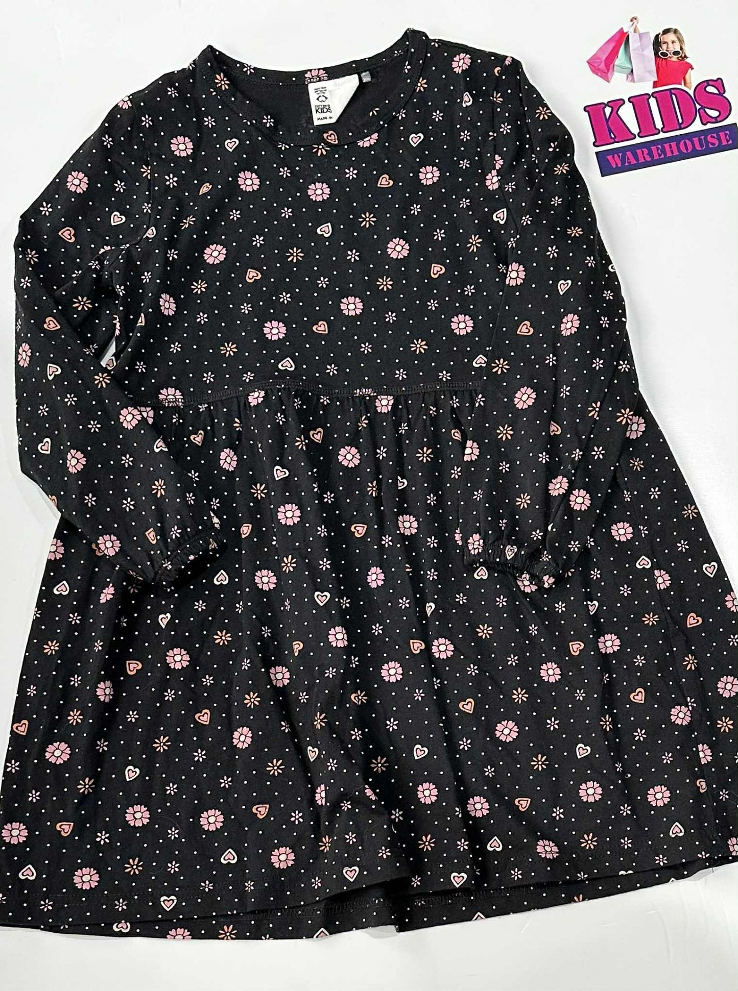 Cotton On Black Dress With Pink Flower Pattern Size 6