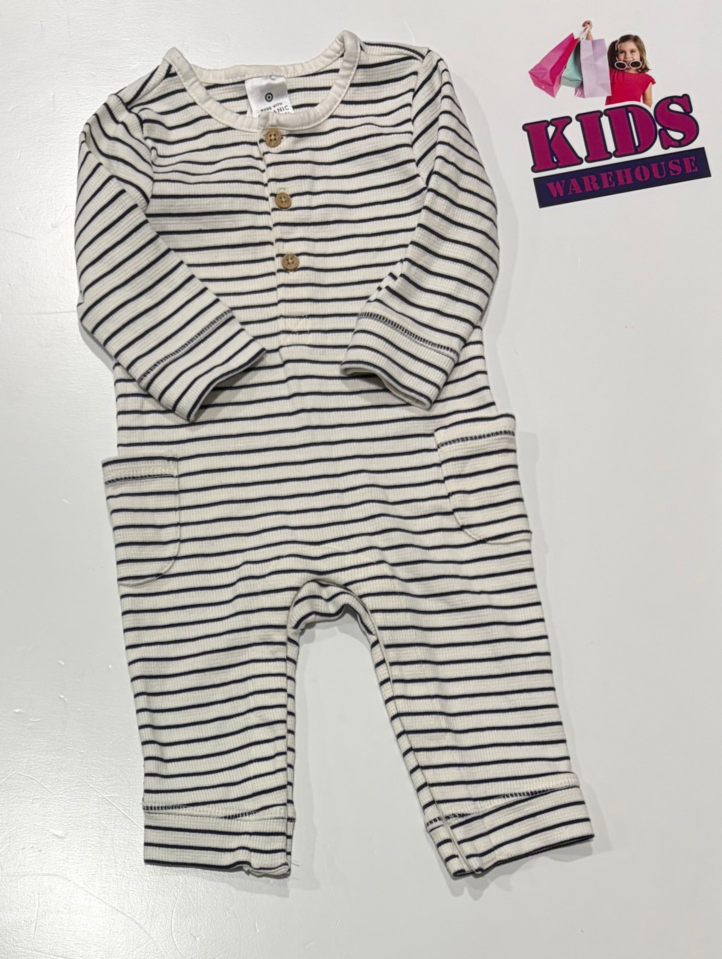 Black, White Striped Jumpsuit Size 00