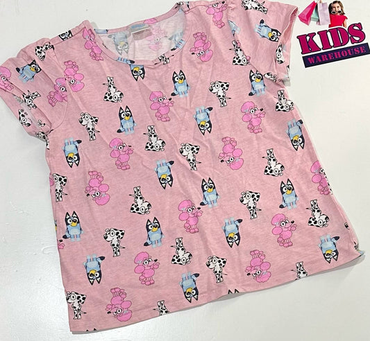 Bluey Pink Top With Bluey Characters Print Size 8