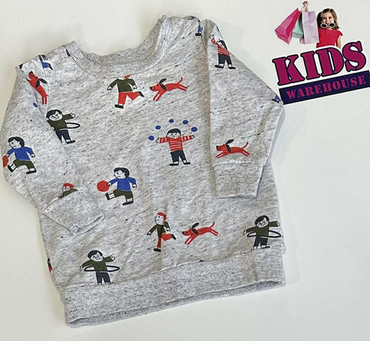 Seed Heritage Grey Jumper With Kids Playing Sports Pattern Size 00