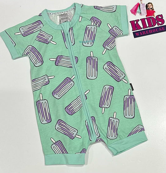 New Bonds Green Bodysuit With Icey Pole Print Size 0