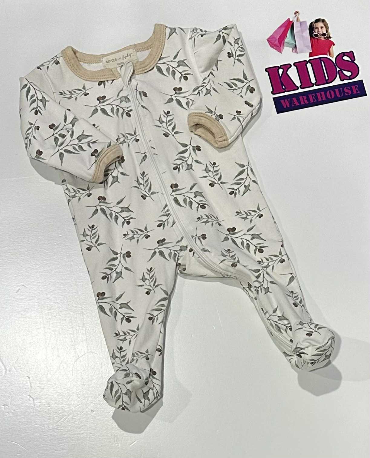 Premmie Bencer & Hazelnut White Jumpsuit With Leaf Pattern Size 00000