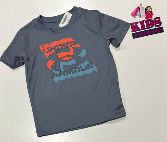 Under Armour Grey Swim Top With “Under Armour” Print Size 4