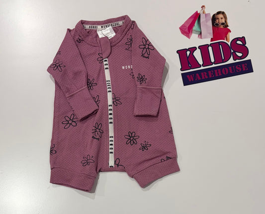 Bonds Purple, Black Floral Print Wondercool Size 00000