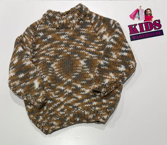 Handmade Brown & White Knit Jumper Size 3