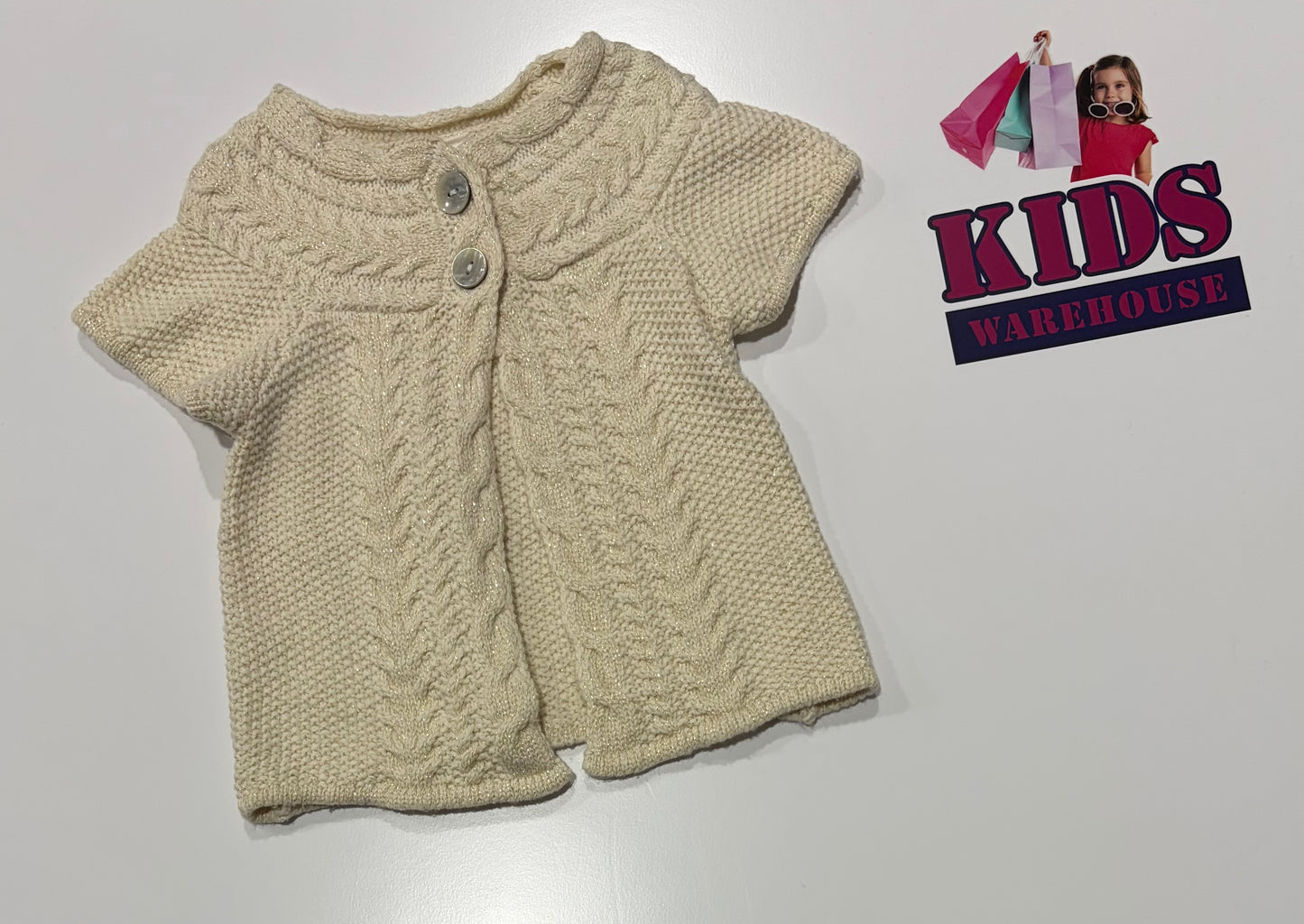 H&M Cream, Gold Glitter Knit Cardigan Size 1