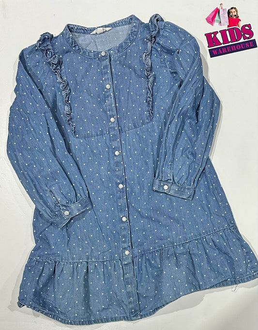 Milkshake Blue Dress With Dot Pattern Size 8