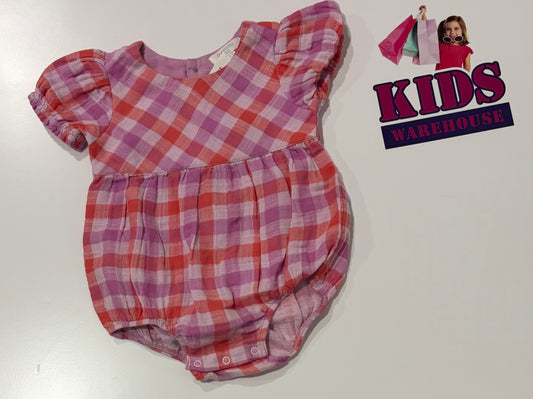 Purebaby Red, Pink Plaid Bodysuit Size 000