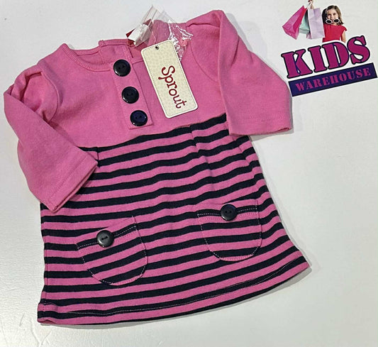 Sprout Pink Dress With Black Stripes Size 000