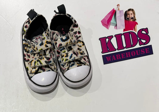Converse White, Black, Colourful Leopard Print Runners Size 6 (Child)